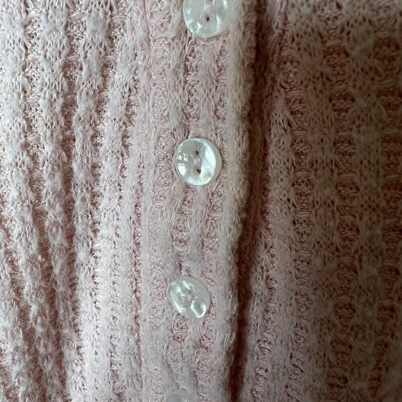 By Anthropologie Top Womens Size Small Pale Pink Waffle Knit Henley Thermal - Picture 8 of 16